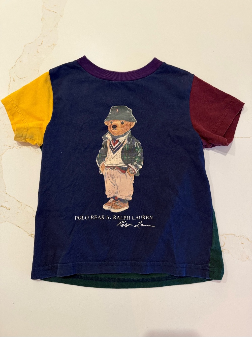 Ralph Lauren Navy Polo Bear Colorblock T-Shirt Toddler 2T